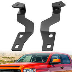 Nilight ditch light bracket on the Toyota Tundra hood hinge left side for rugged mounting.