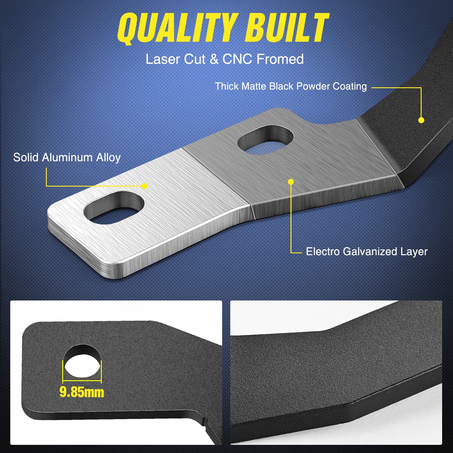 Nilight right-side hood bracket securing LED pod light for trail use.