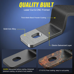 Nilight brackets close-up showing heavy-duty iron alloy and CNC precision