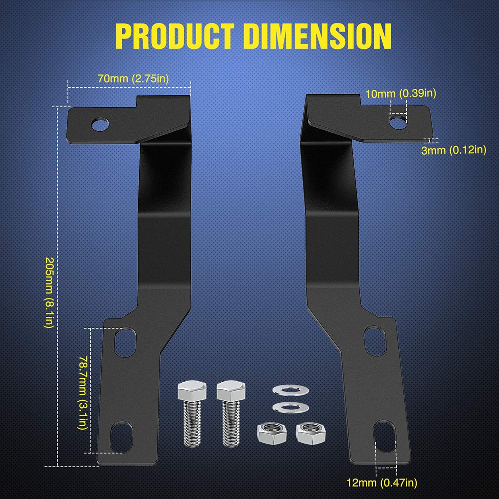 Nilight ditch light brackets at hood base provide exact position with clear hood clearance.