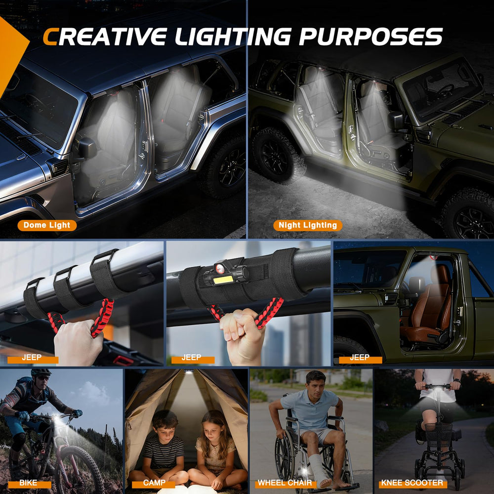 Nilight interior LED dome light illuminating Jeep cabin without wiring