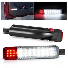 Nilight interior door panel light installed on a vehicle glows white and red for enhanced night visibility.