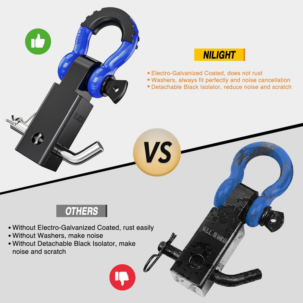 Nilight dual hitch pin holes for flexible 2in receiver setup