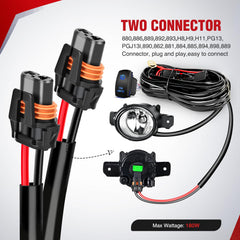 Nilight dual light outputs with extendable wiring for flexible fog light setup.