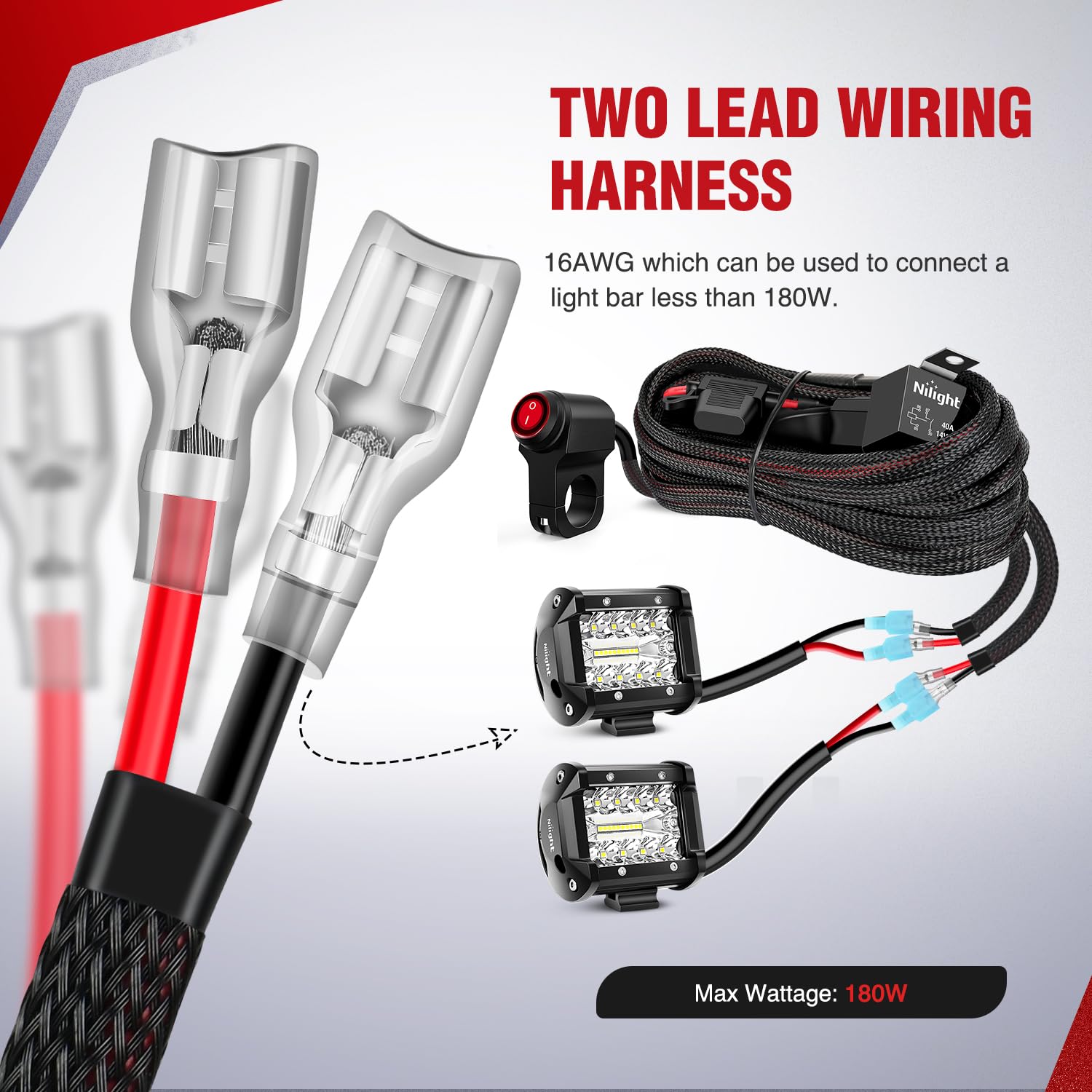 Nilight dual-output leads support two lighting fixtures