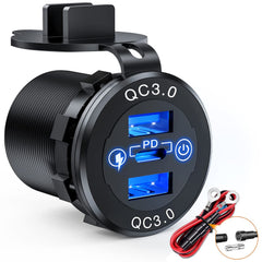 Nilight dual USB socket front view with three ports for on-the-go power