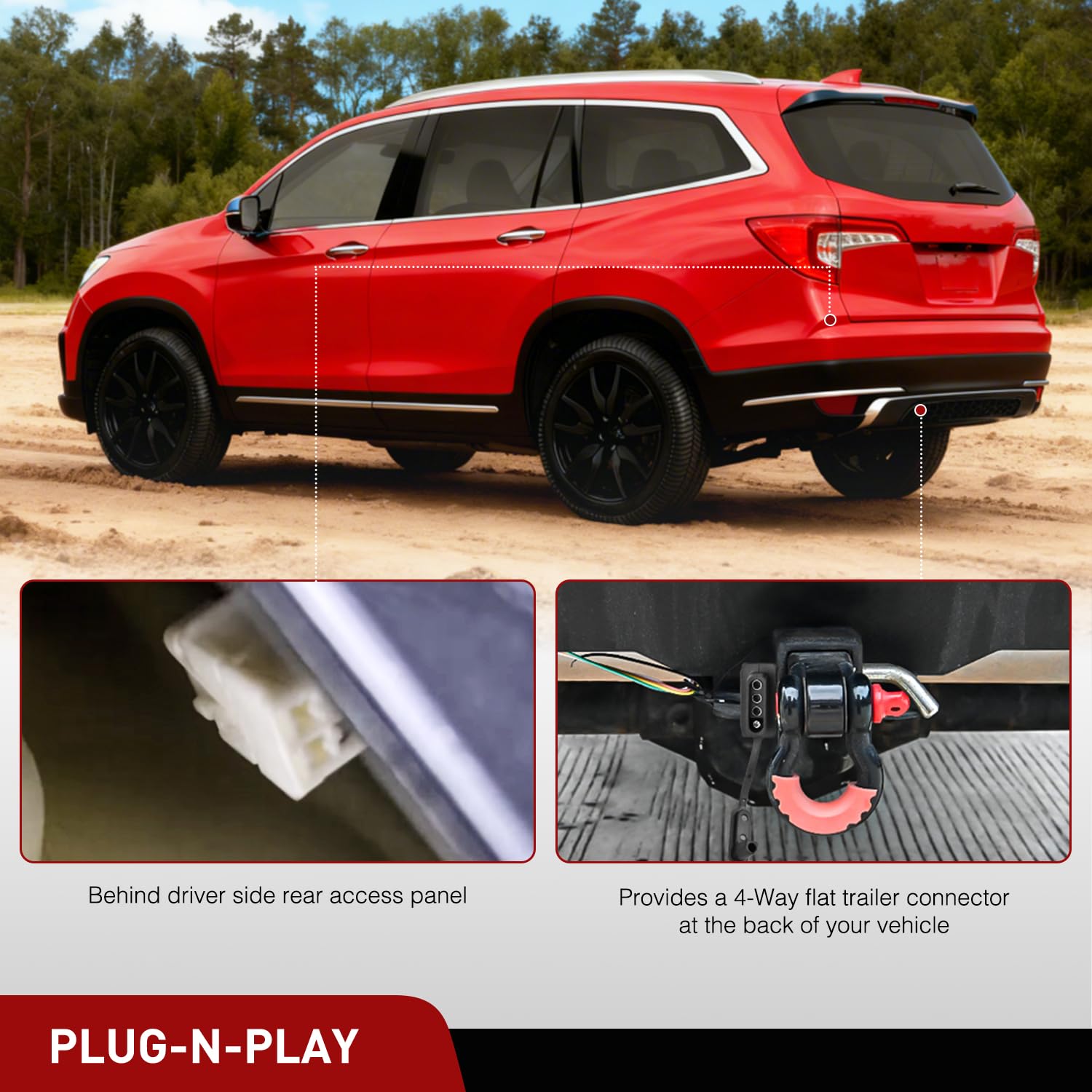 Nilight dust cover protects the 4-pin connector against weather for Honda Passport