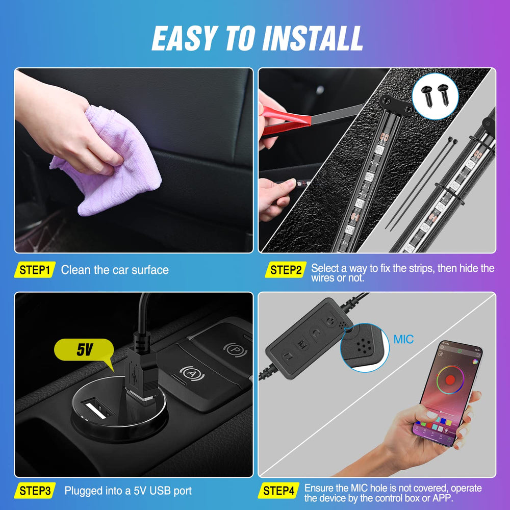 Nilight easy-install strips with double-sided tape for secure fit.