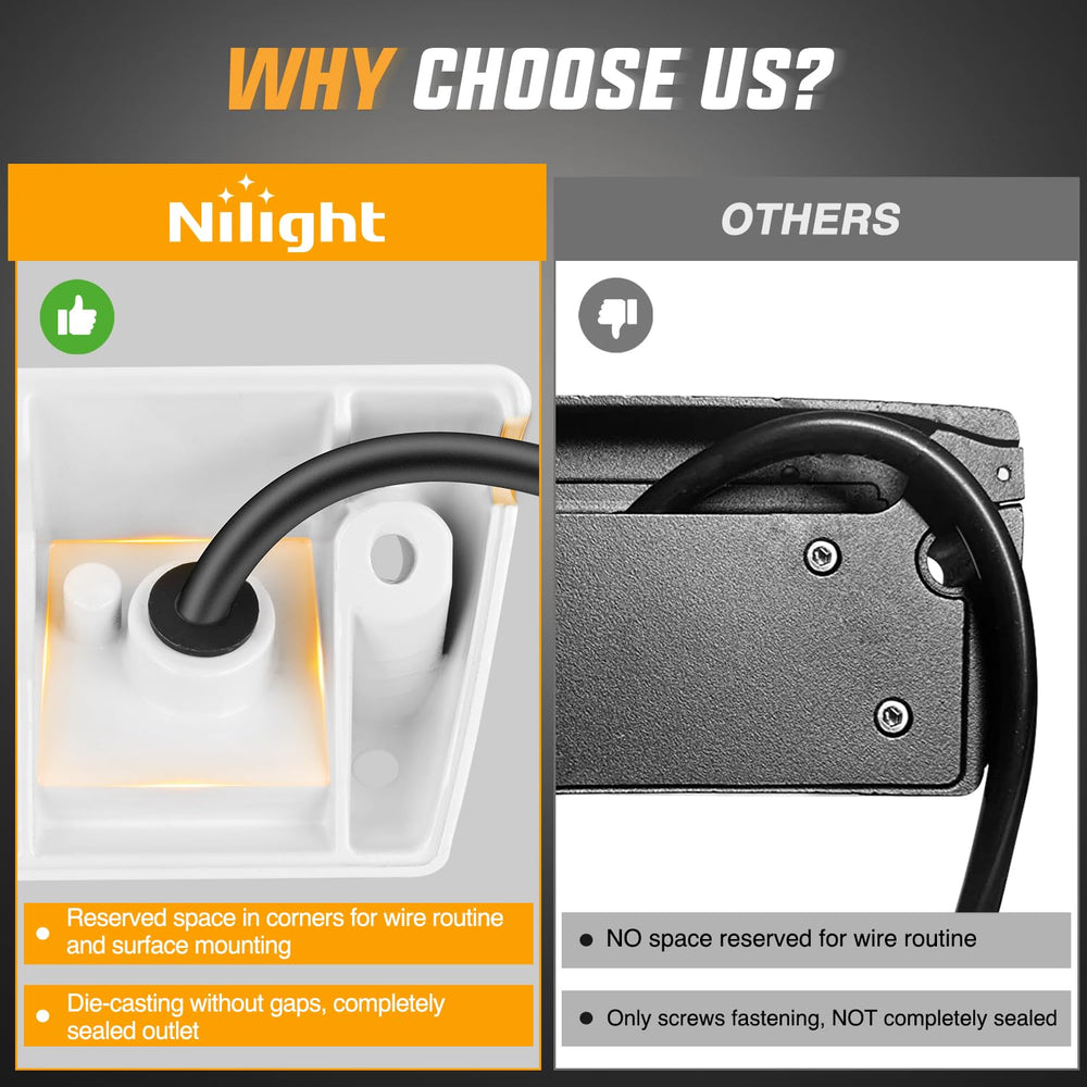 Nilight easy-install harness and screws simplify mounting.