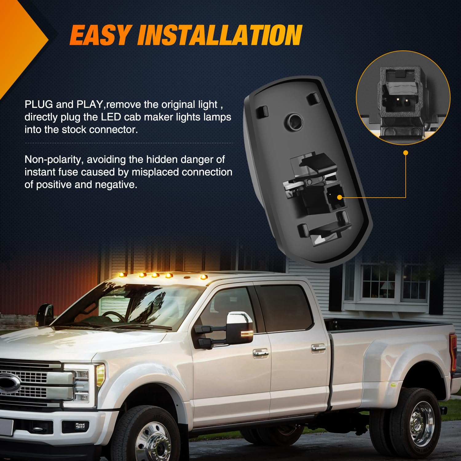 Nilight plug-and-play installation for quick cab marker upgrade.