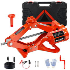 Nilight electric car jack front-angle view showing 3-ton lifting power for quick tire changes