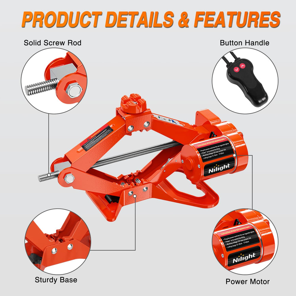 Nilight electric scissor jack lifting smoothly with controlled speed and reduced effort