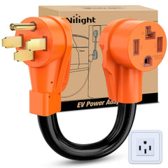 Nilight EV dryer adapter front view showing 50A to 30A conversion for home charging
