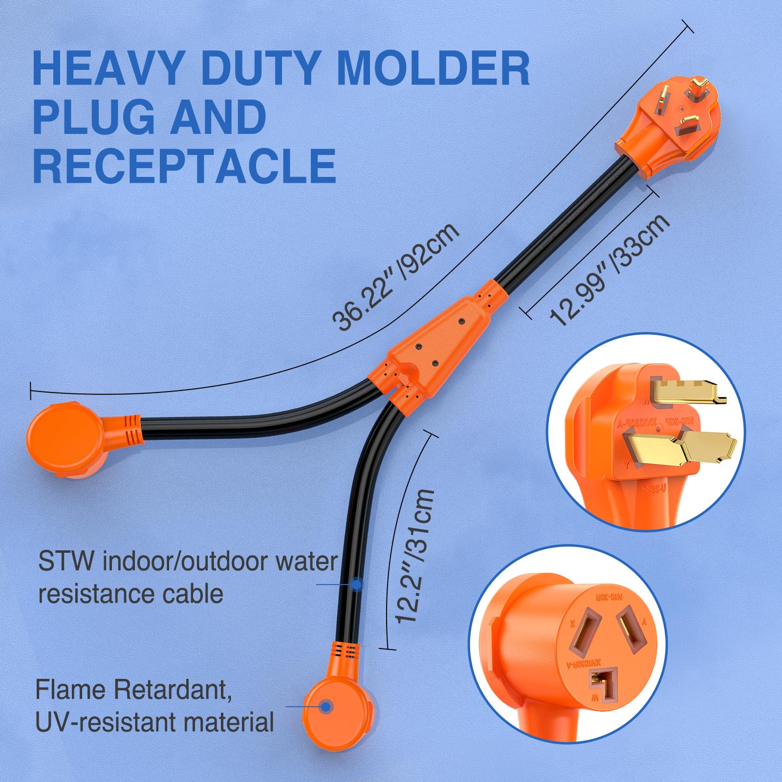 Nilight EV Dryer Y Splitter reveals 10-gauge copper conductors for high conductivity