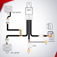 Nilight extendable 12ft wiring harness allows flexible routing for multiple light bars.