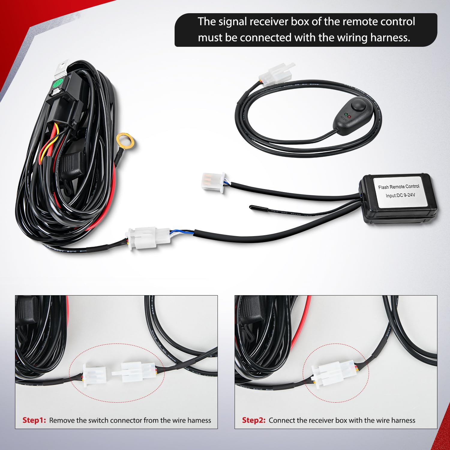 Nilight 12ft extendable harness for flexible vehicle mounting.