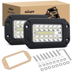 Nilight flush mount pods front view delivering crisp 6000K illumination for night driving