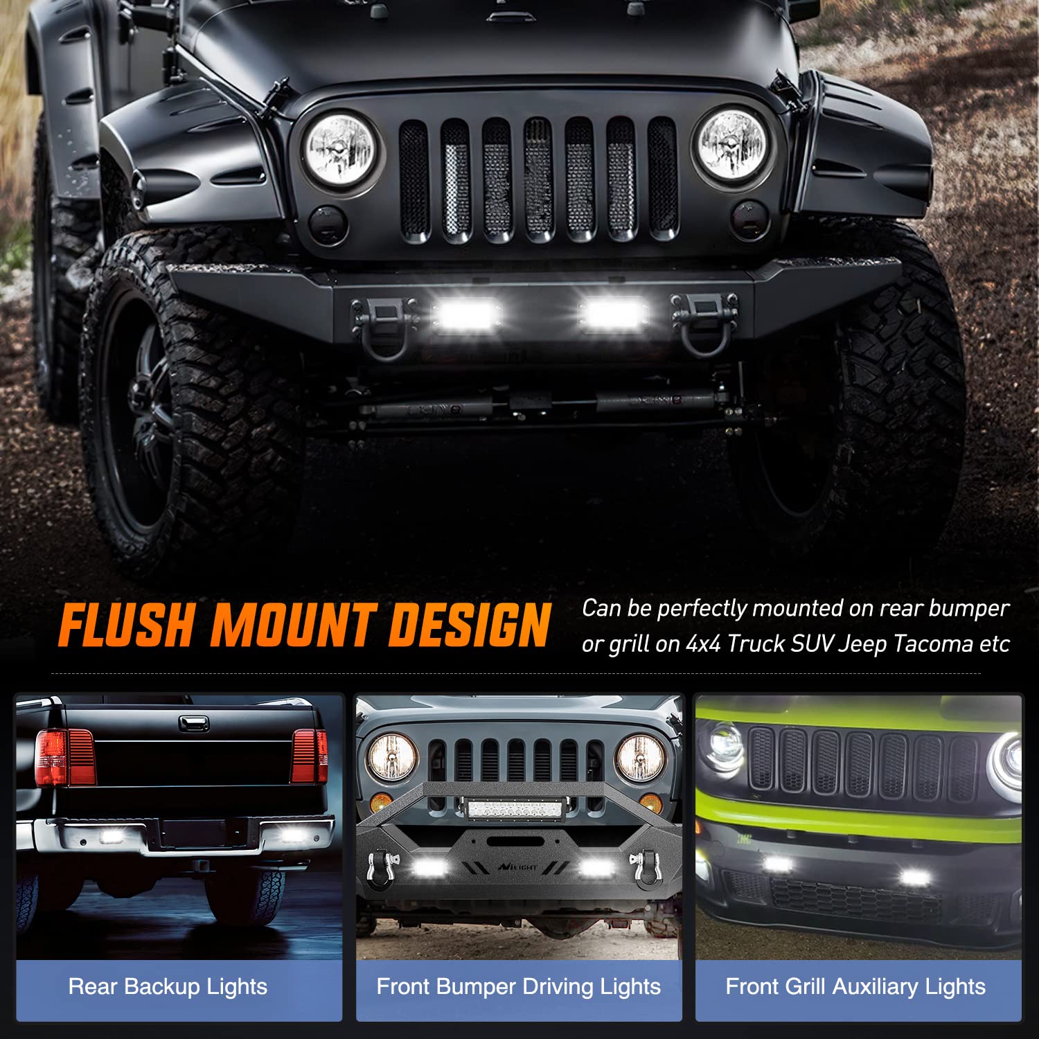 Nilight flush mount pods IP68 waterproof design for rain and dust