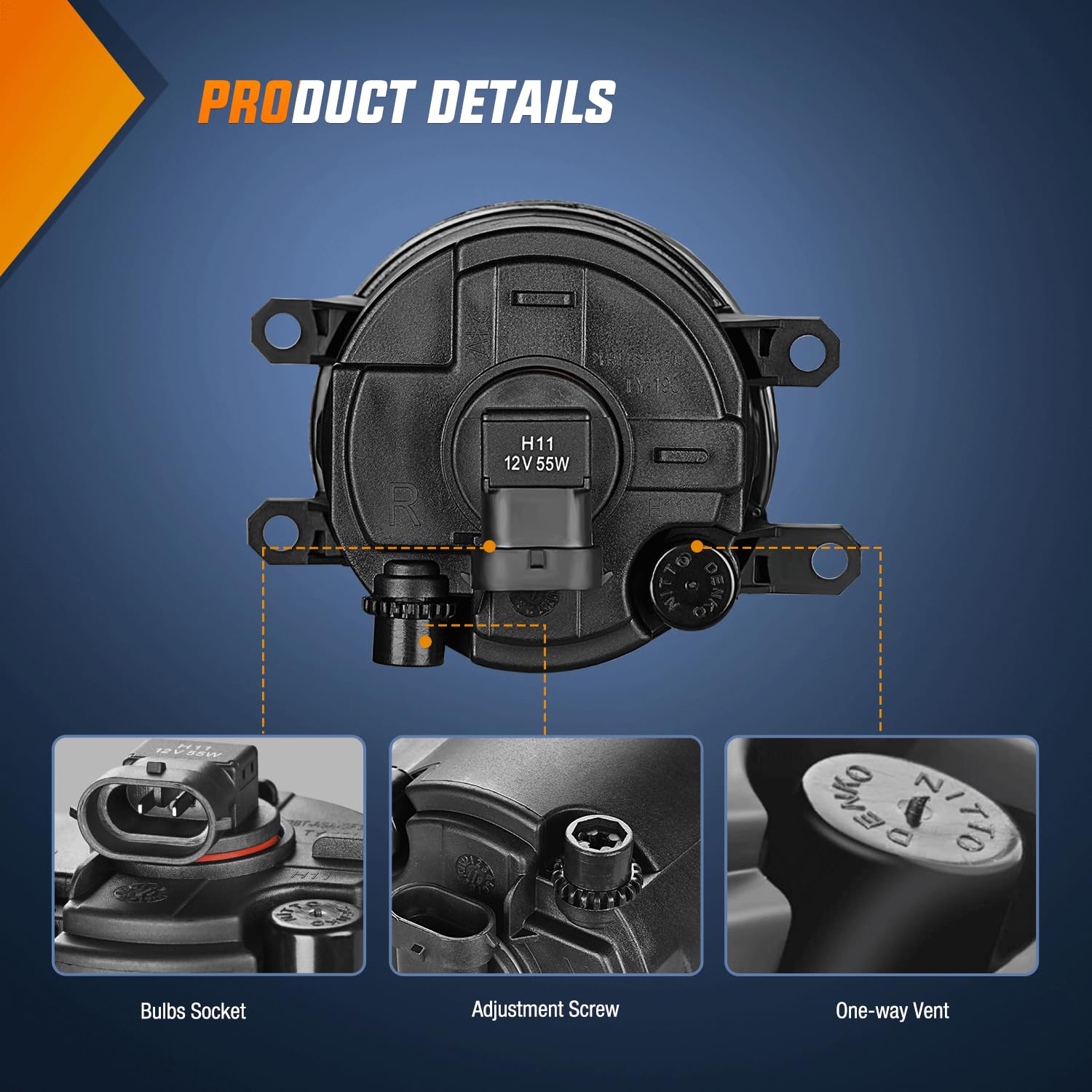 Nilight fog light assembly bulbs included for easy installation.