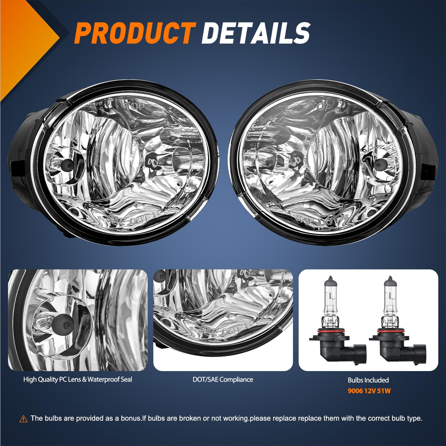 Nilight fog light assembly for Toyota Sequoia right improves road clarity during rain and snow