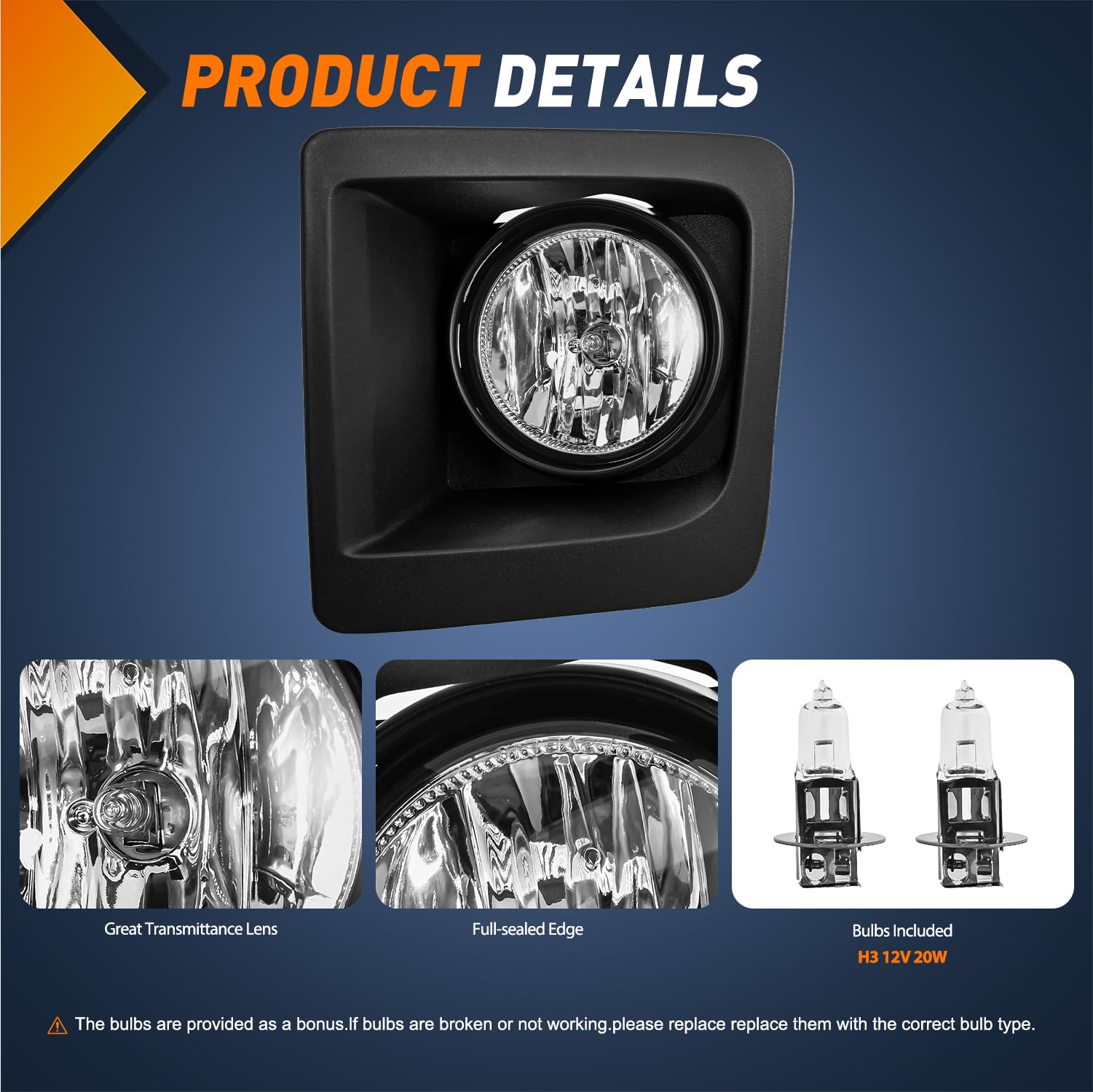 Nilight fog lights assembly for 2014-2015 Sierra right passenger side enhances road illumination