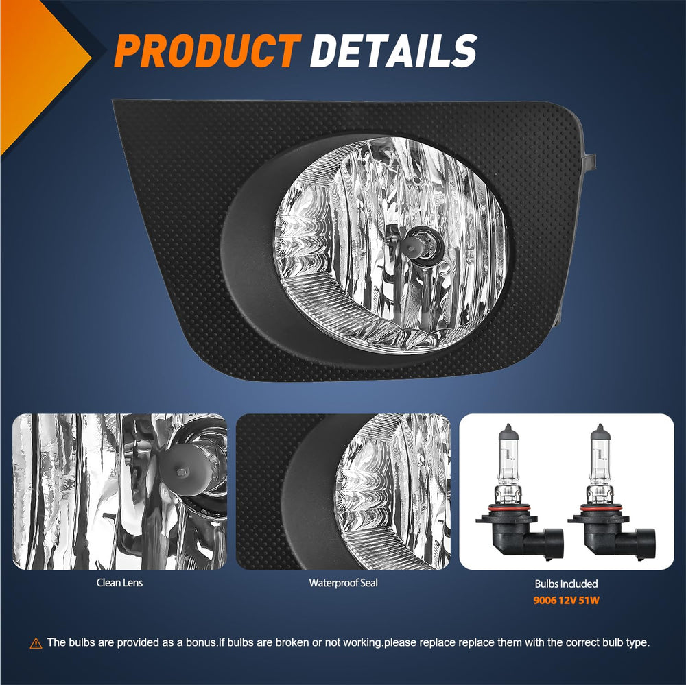 Nilight fog lights assembly for Toyota 4Runner right side with clear beam for safer driving.