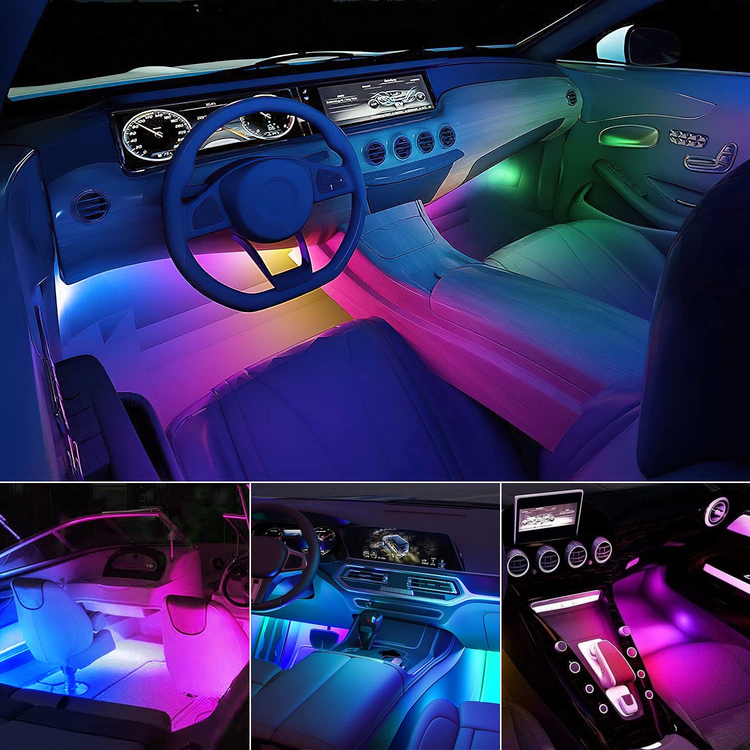 Nilight footwell ambient lighting enhances night driving atmosphere.