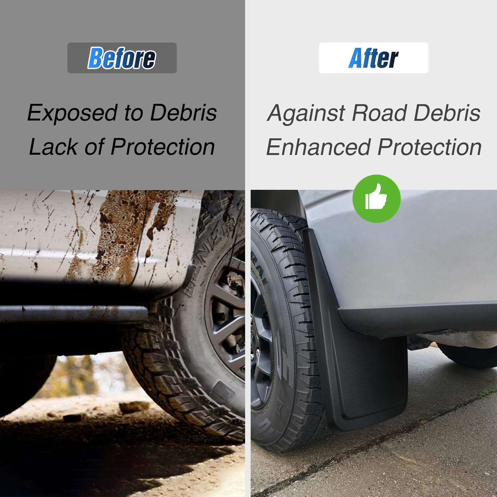 Nilight Ford F-150 mud flap front-right shields wheels from spray and gravel during off-road adventures.