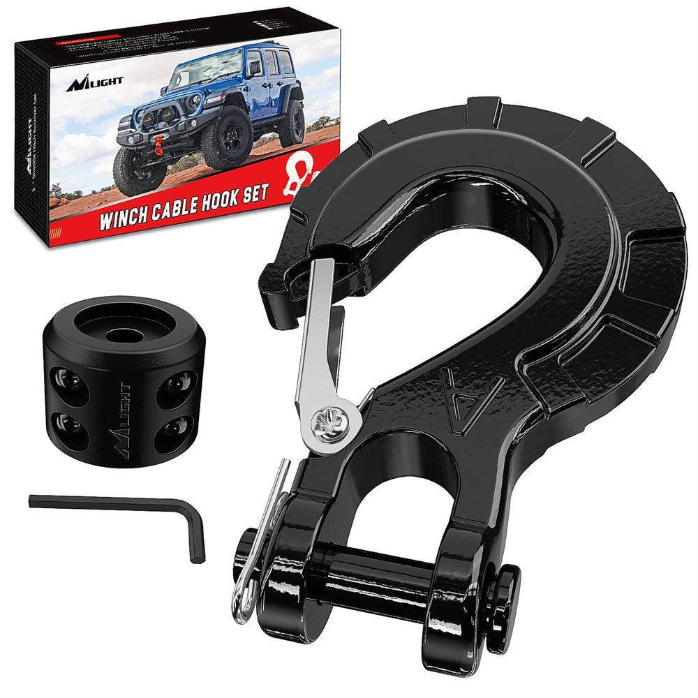 Nilight forged steel winch hook with safety latch for rugged off-road recovery.