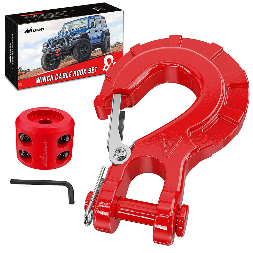 Nilight forged steel winch hook 3-8 inch with safety latch for secure pulls.