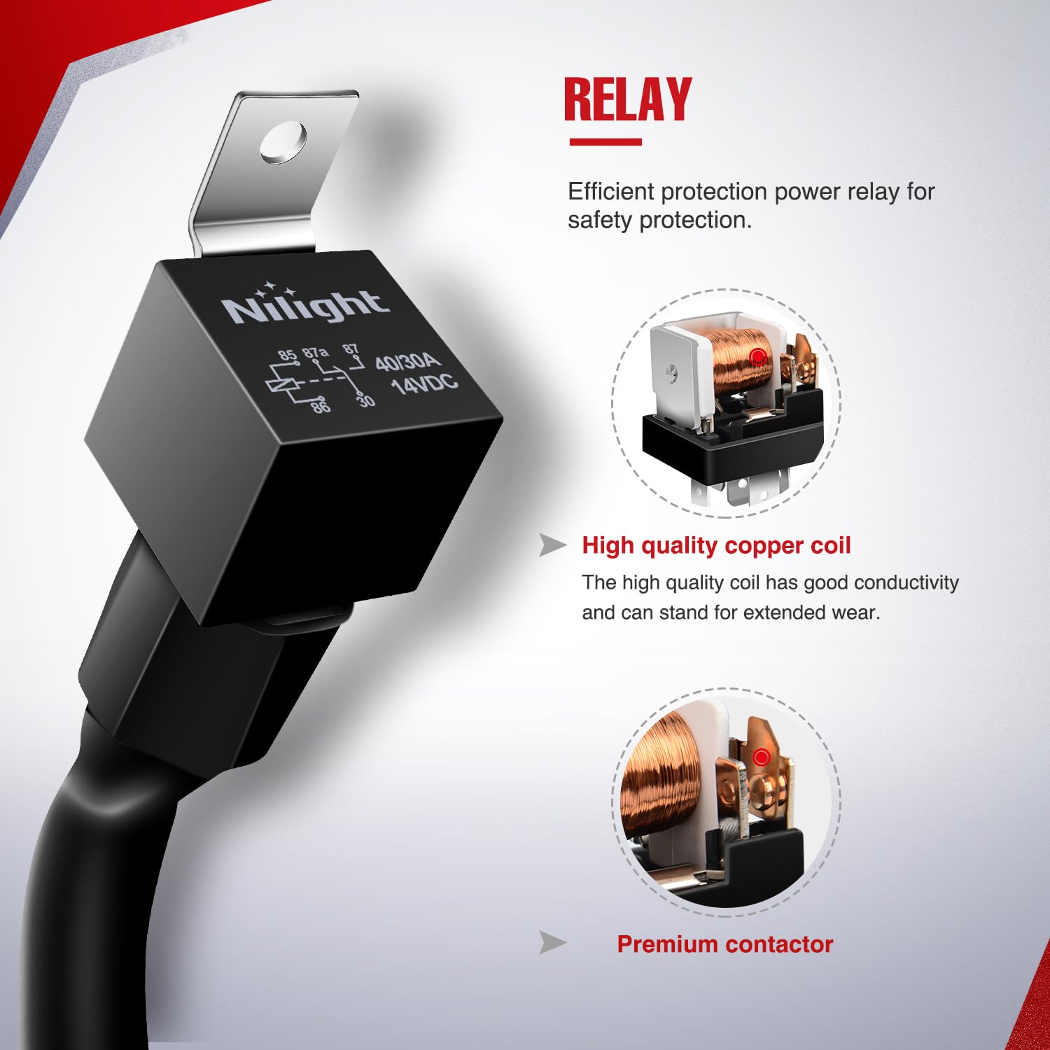 Nilight four-leads harness for multiple light devices