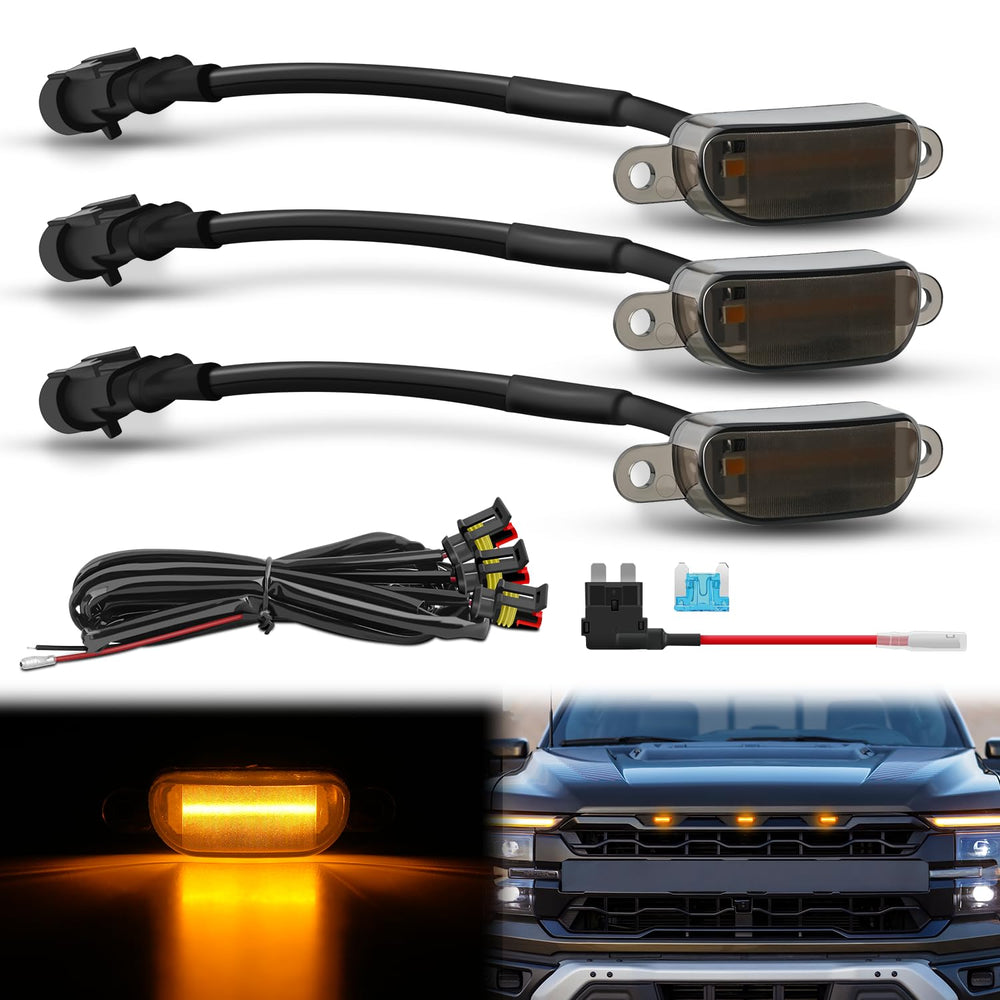 Nilight front grille marker light with smoked lens and 4 LEDs for amber visibility
