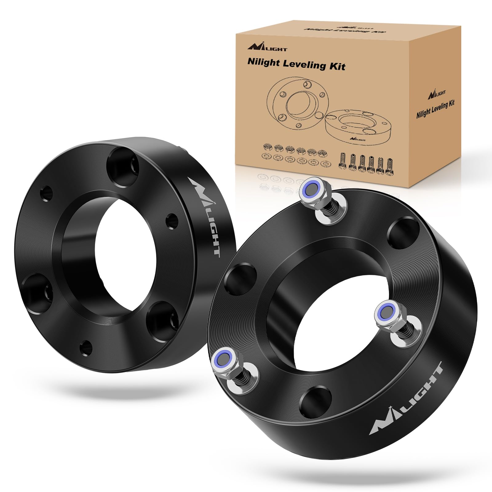 Nilight front leveling lift kit assembly on Silverado/Sierra 1500 demonstrates upgraded stance