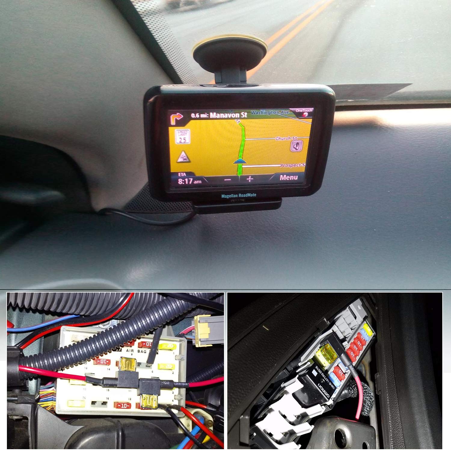 Nilight fuse taps installed in a vehicle for powering accessories safely.