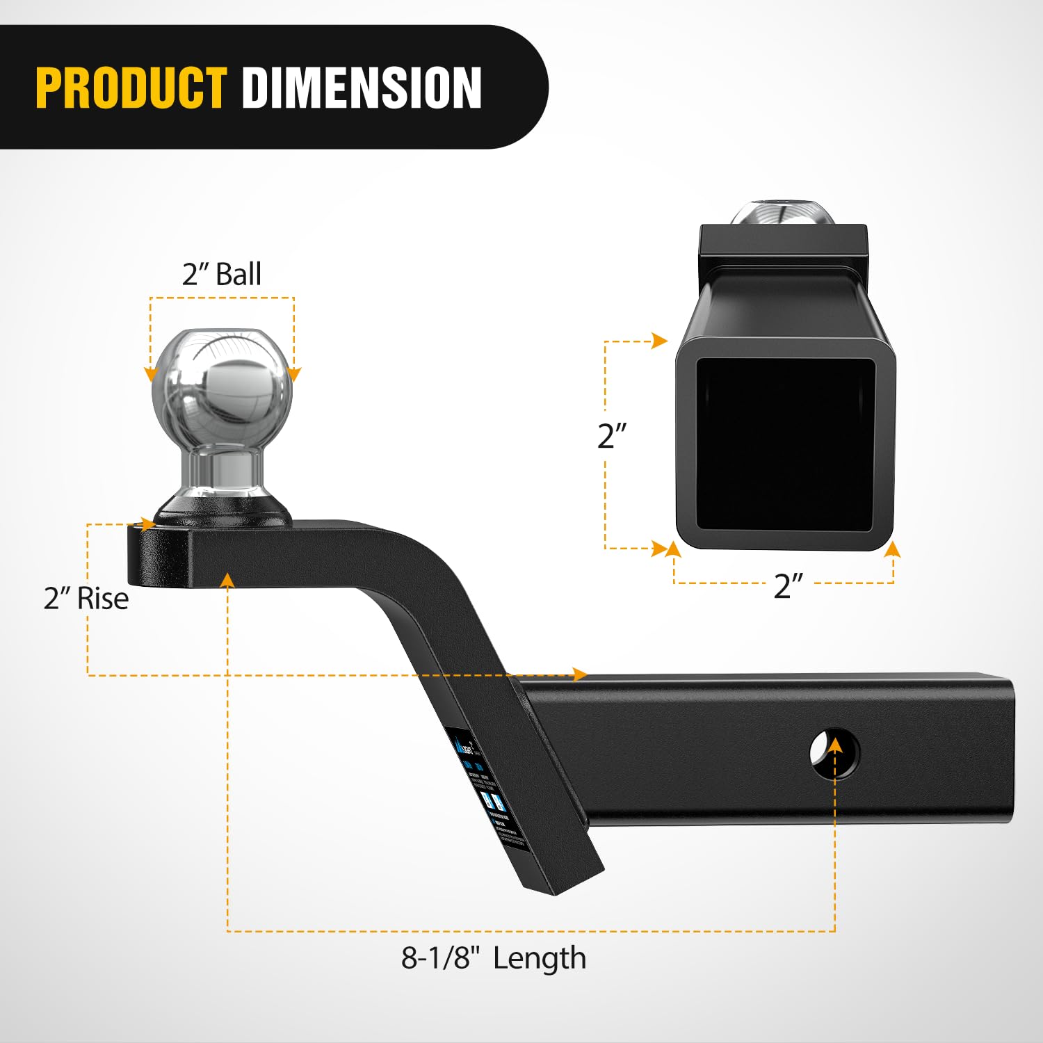 Nilight Fusion welded 2-inch ball for quick coupling.