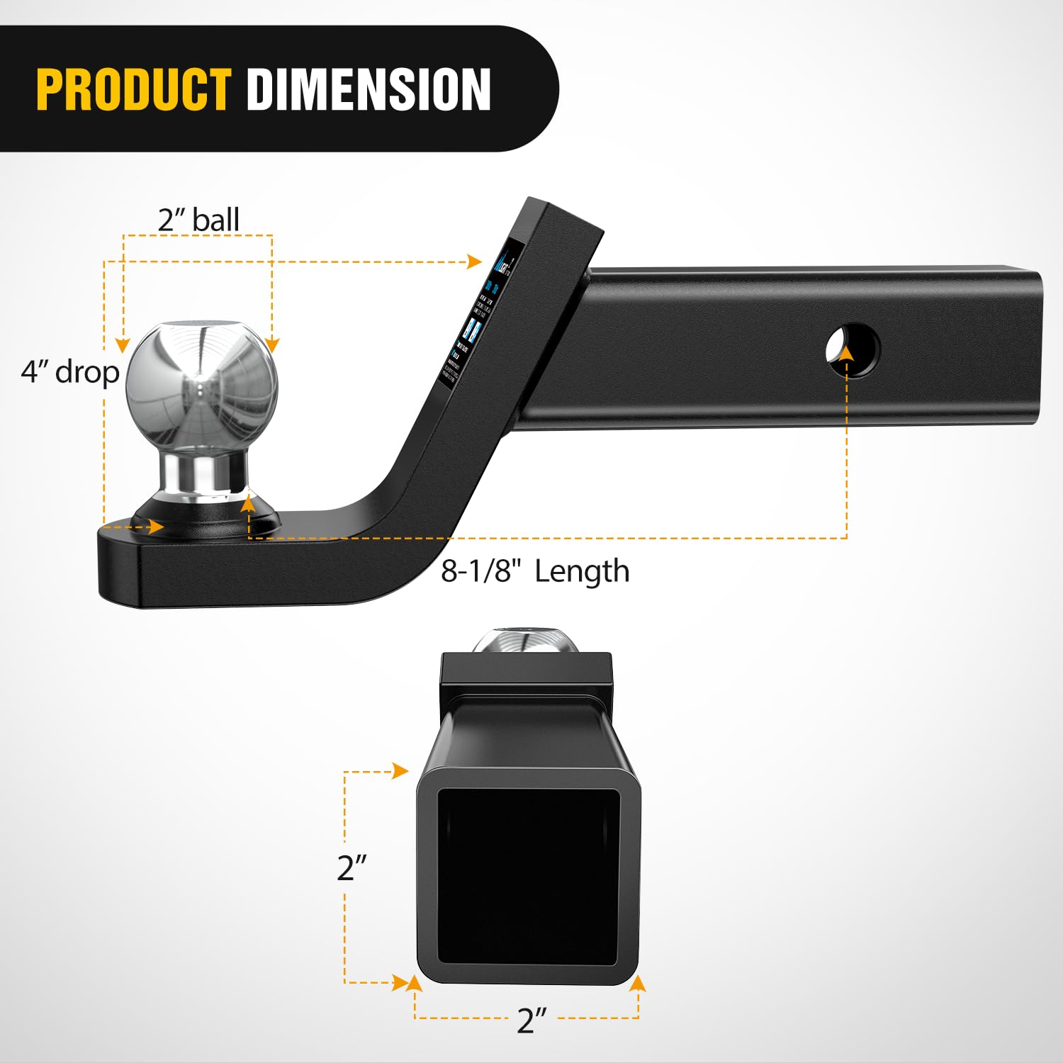 Nilight Fusion hitch pin and clip secure the ball mount quickly.