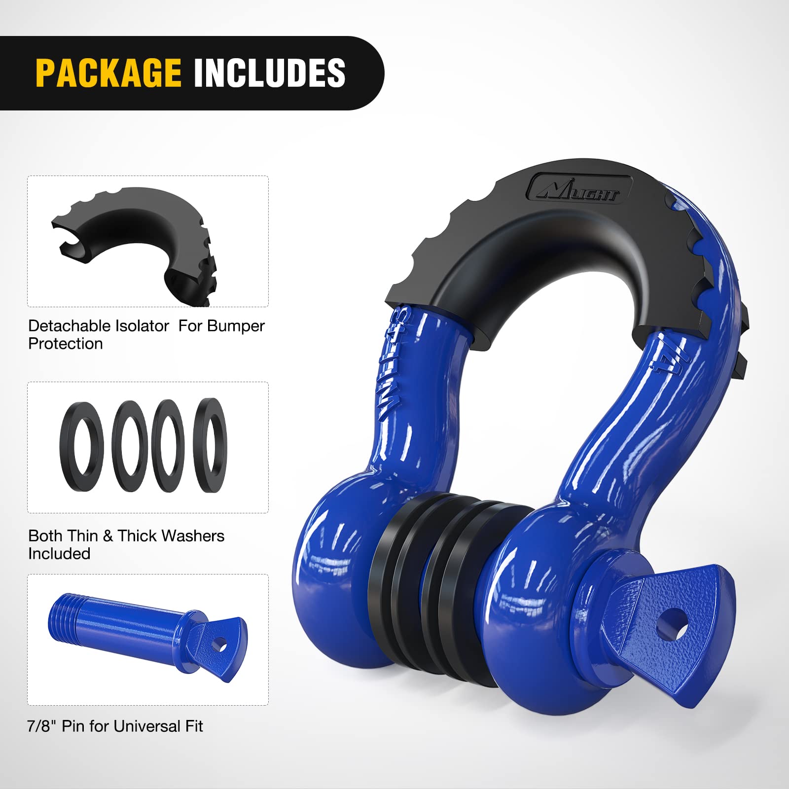 Nilight galvanized and powder-coated D-ring shackle resisting rust in tough conditions.