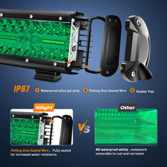 Nilight green LED light bar IP67 shell protects against dust and water