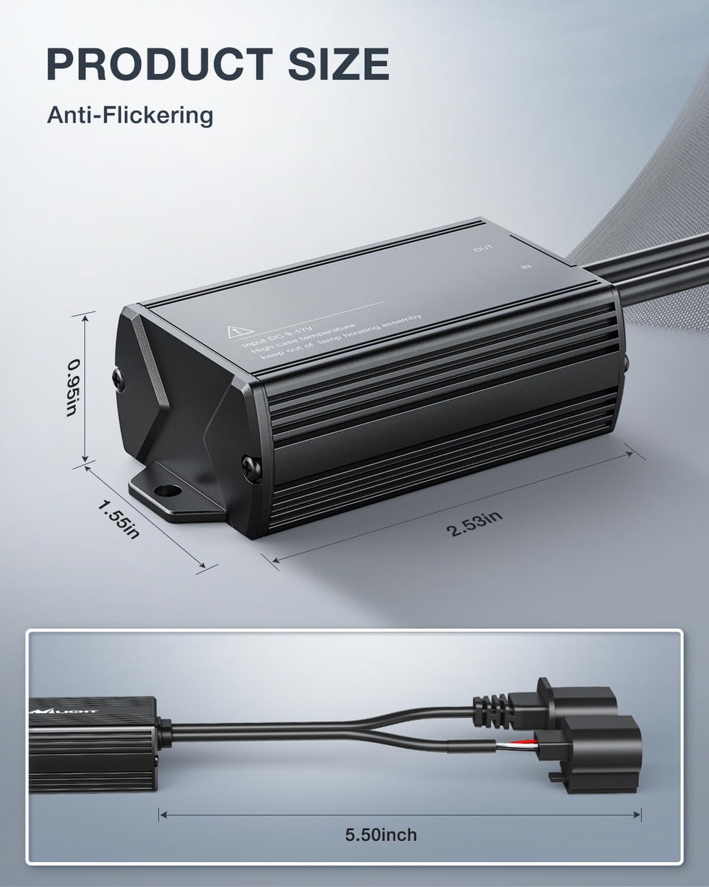 Nilight H13/9008 CANbus decoder aluminum case aids heat dissipation.