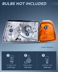 Nilight headlight assembly for 2001-2011 Ranger, passenger side chrome housing, clearer oncoming view