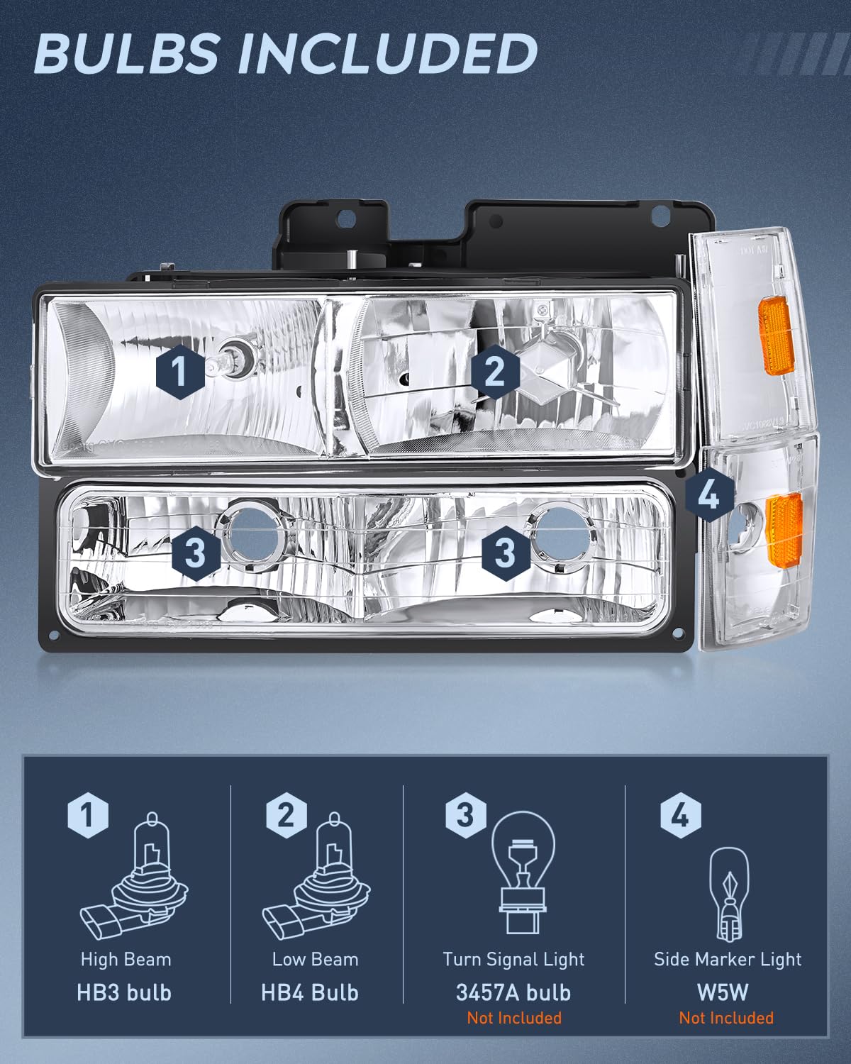 Nilight headlight assembly amber reflector for enhanced nighttime visibility.