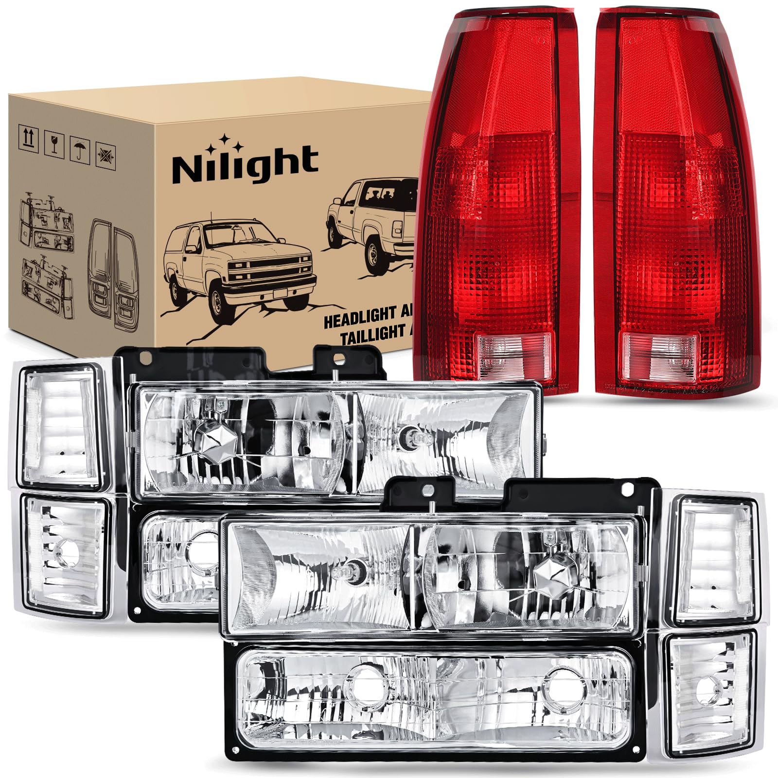Nilight headlight taillight assembly for 1994-1998 Chevy enhances nighttime visibility.