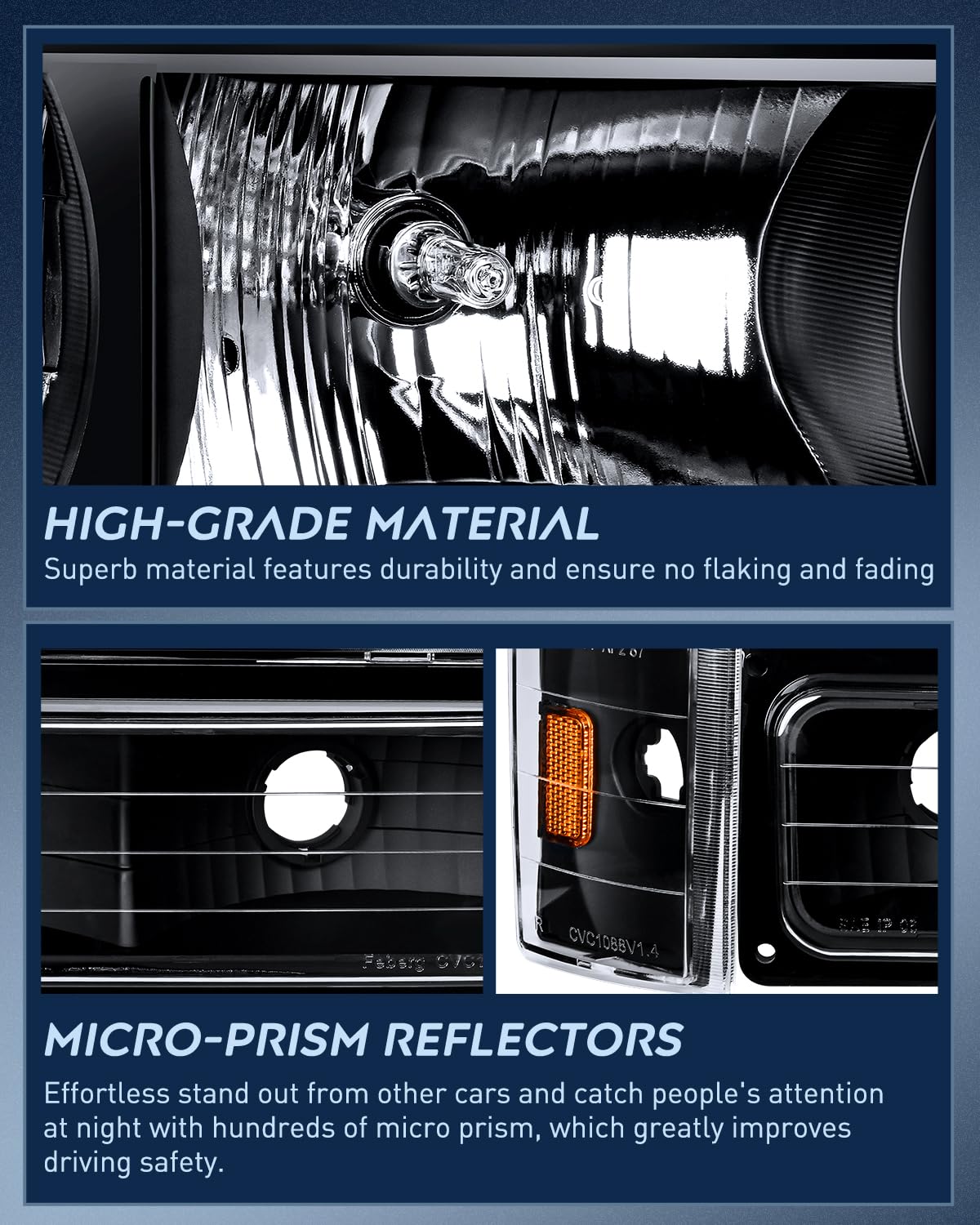 Nilight headlight assembly DOT SAE compliant for safer night driving