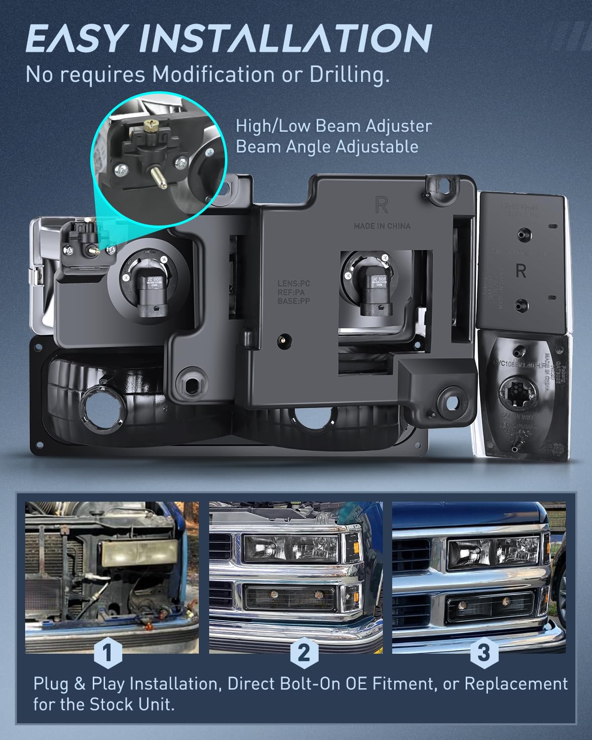 Nilight headlight assembly plug-and-play for easy bolt-on replacement