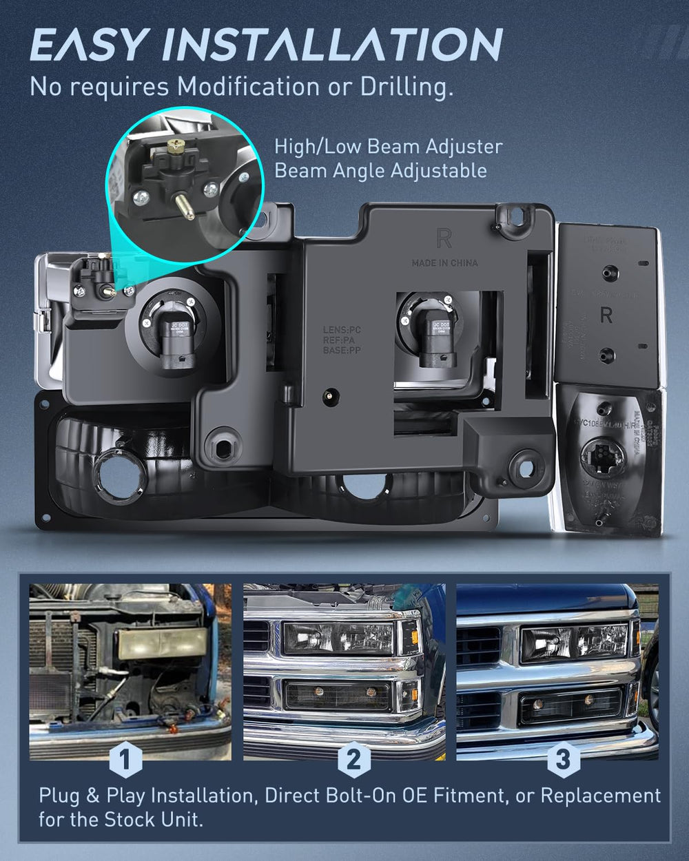 Nilight headlight assembly plug-and-play for easy bolt-on replacement