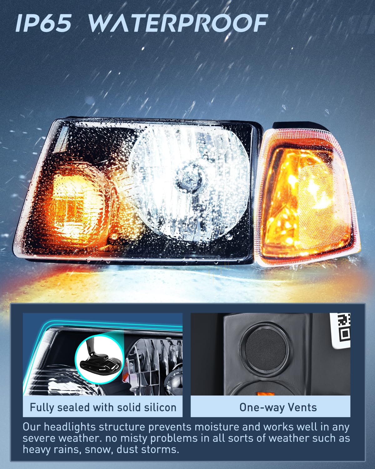 Nilight headlight rear-view demonstrates a fully sealed design resisting moisture.