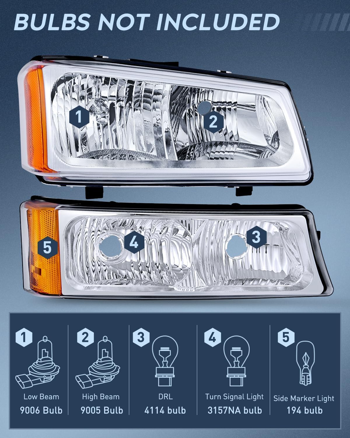 Nilight headlight for Silverado 2003-2006 front-right with crisp beam