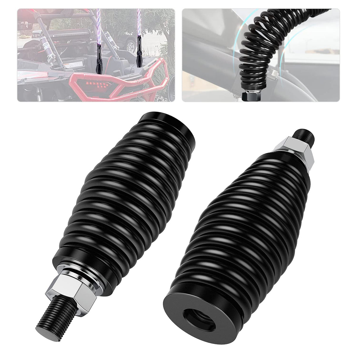 Nilight heavy-duty barrel spring base assembly for secure whip lights on rugged off-road machines.