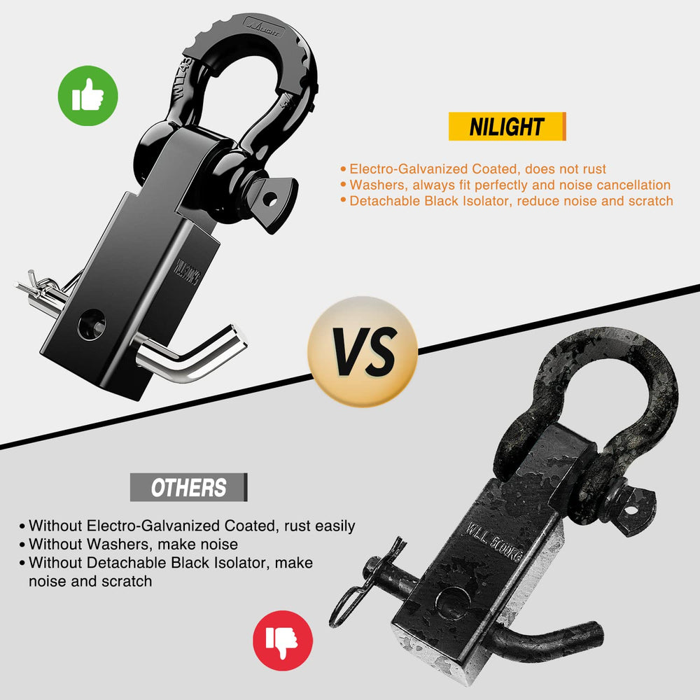 Nilight heavy-duty drop-forged steel construction for demanding towing tasks.