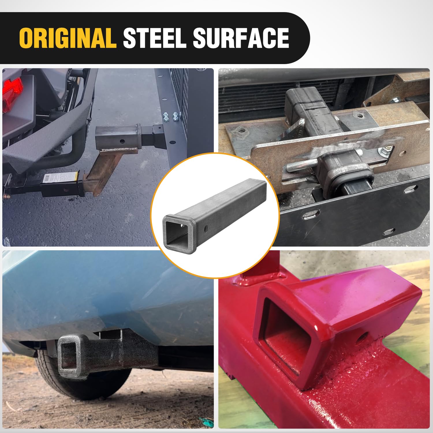 Nilight hitch adapter features a 5/8 inch pin hole for secure accessory mounting.
